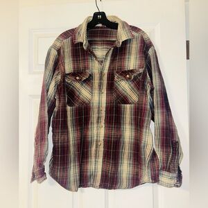 Vintage Carhartt Button Down Long Sleeve Top Shirt Medium Plaid Flannel